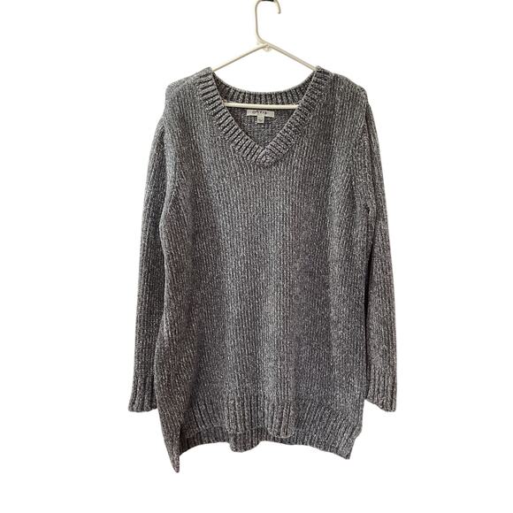 Orvis Women's Chunky Knit V Neck Chenille Pullover Sweater Winter Gray Size XXL - Picture 1 of 8